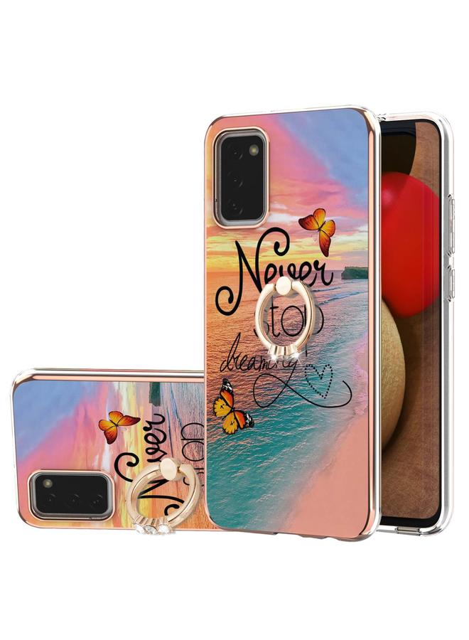 اس-توب جراب لهاتف Samsung Galaxy A02s مقاس 164 مم بنمط طلاء كهربائي IMD TPU مقاوم للصدمات مع حامل حلقي من حجر الراين - Image 1