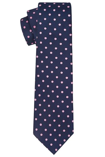 KissTies Polka Dot Tie Pink Dots Navy Blue Holiday Necktie - Image 4