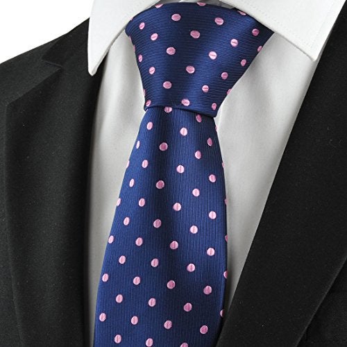 KissTies Polka Dot Tie Pink Dots Navy Blue Holiday Necktie - Image 5