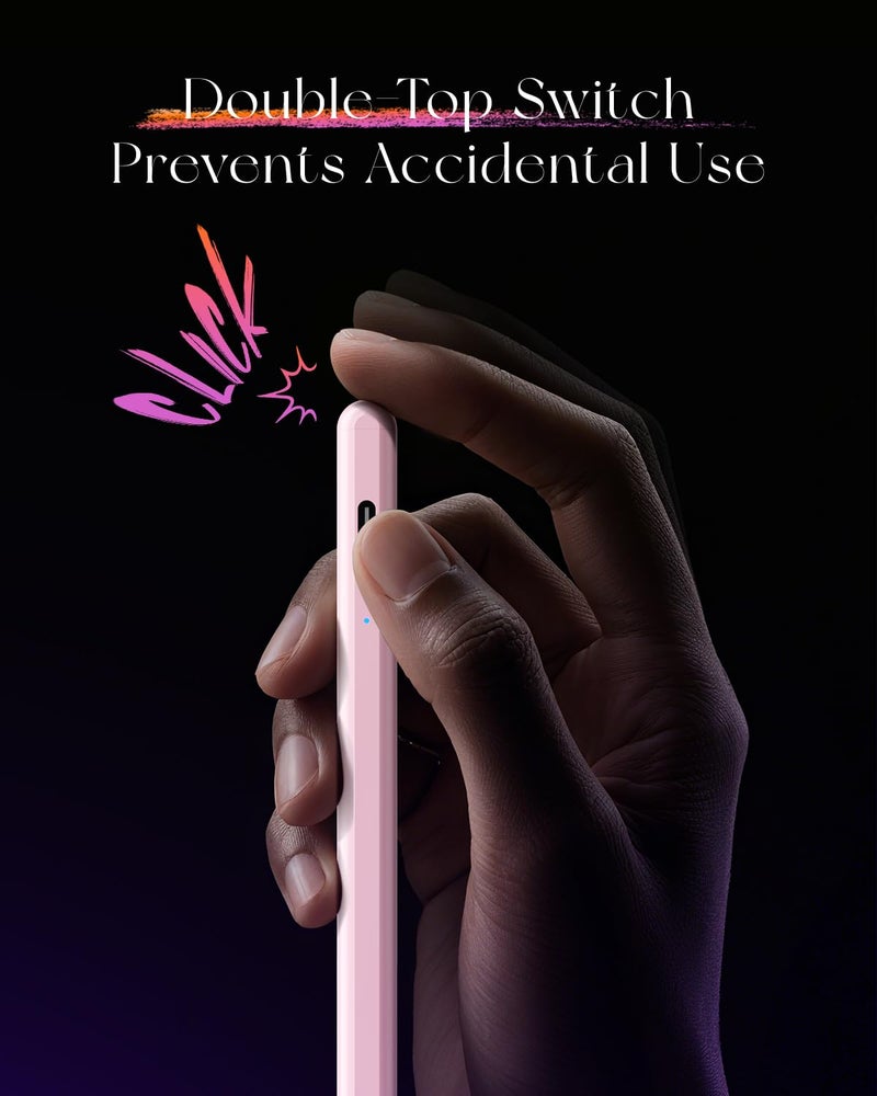 JAMJAKE قلم لمسة لجهاز آبل آيباد شحن أسرع 5X، قلم لجهاز آبل آيباد متوافق مع آيباد 6-11 الجيل، آيباد إير 3-5/M2/M3، آيباد ميني 5/6، آيباد برو 11"/12.9"/M4، نقرة مزدوجة لتشغيل/إيقاف - وردي - Image 5