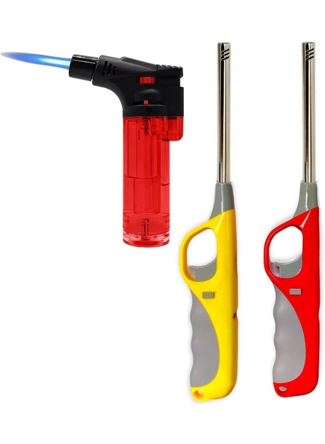 3 Pack Set Multi-Purpose Lighter, Stainless Steel, Refillable Butane, Windproof Flame, Kitchen, Bbq - Image 2