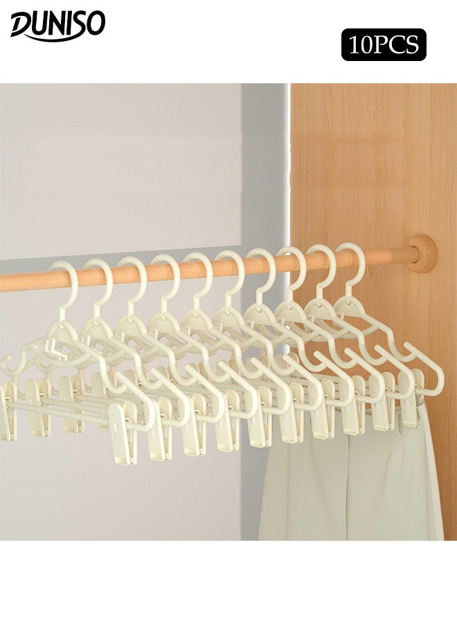 DUNISO 10pcs Clothes Hangers with Clips 360°Swivel Hook Non-sli Trousers Hangers with Non-Slip Notches Non Marking Clothes Hanger Set Space-Saving Clothes Hangers for Shirts, Pants, Dresses, Skirts, Coats - Image 1