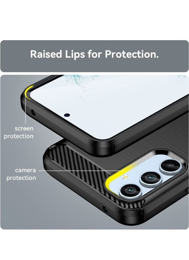 RUGGED SHIELD Samsung Galaxy A54 5G Case, Fashion Shock-Absorption Anti-Drop Flexible Brushed TPU Bumper Soft Rubber Protective Phone Case Cove for Samsung Galaxy A54 5G, Black  - Image 3