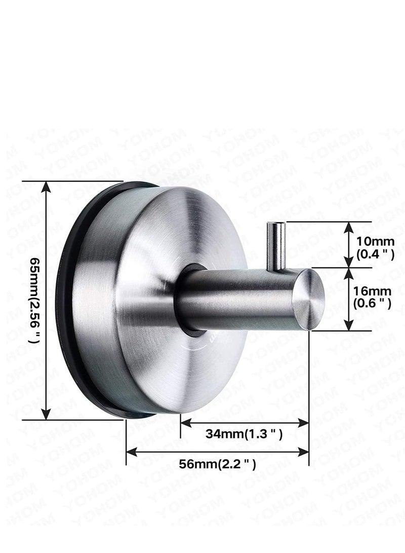 Suction Cup Hooks for Shower Towel Holder Stainless Steel Vacuum Bathroom Shower Hook Suction Washcloth Hanger Kitchen Towel Rack for Robe Loofah Wreath Glass Door Window Wall Brushed Silver 2Pcs  - Image 5