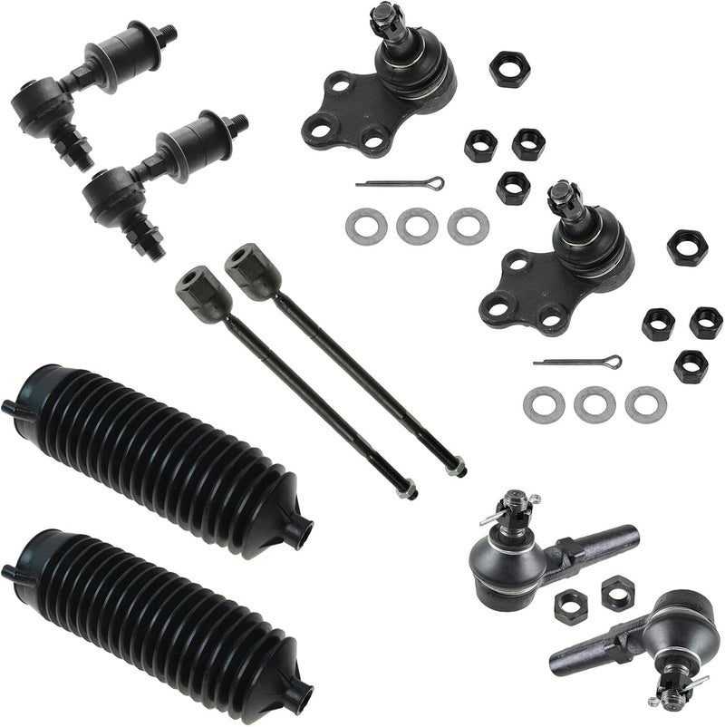 TRQ Front Steering & Suspension Kit Ball Joint Steering Rack & Pinion Bellow Sway Bar Stabilizer Link Tie Rod Compatible with 1993-2002 Mercury Villager Nissan Quest - Image 1