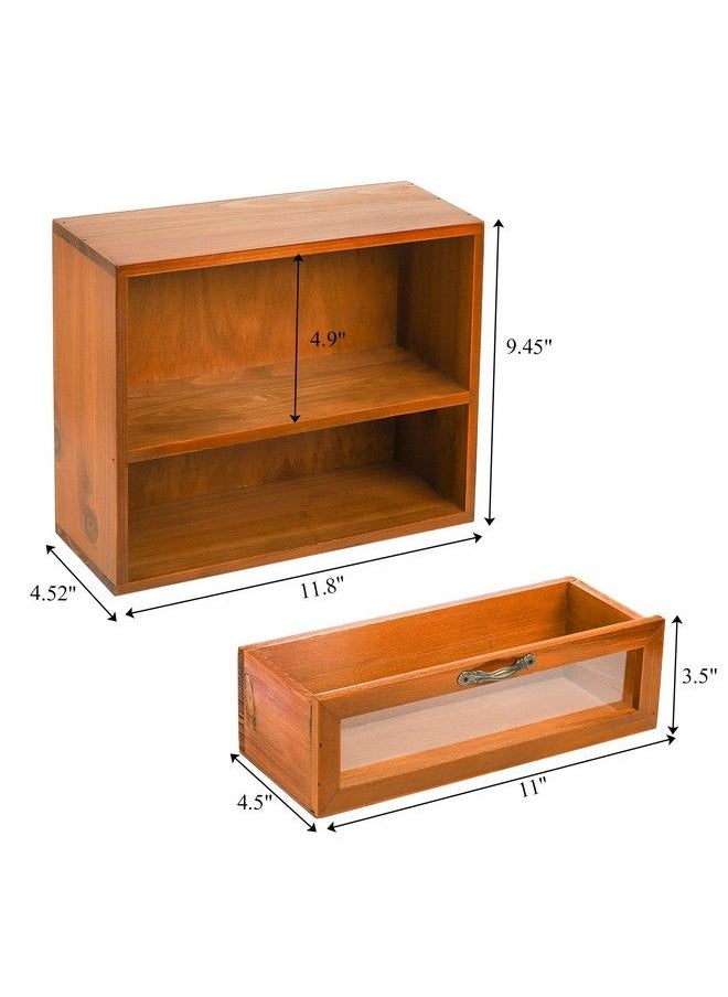 Fasmov - Wooden Shadow Box Wooden Display Case With Shelves Freestanding Display Shadow Box Desktop Display Cabinet Cosmetics Shadow Box - Image 1