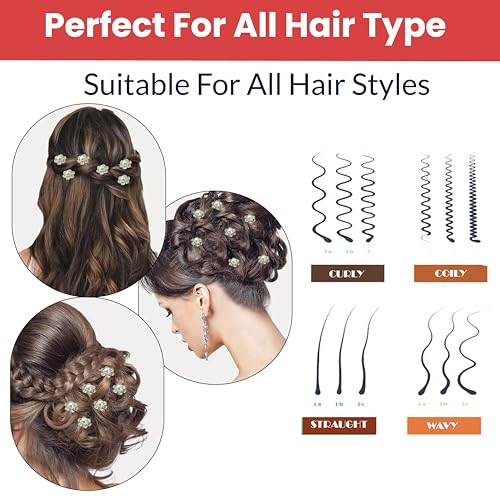 TEMPERIA (12pcs) Diamond Pearl U Pins Hair Accessories for Women & Girls - Decoration Pearls Beads Hair Clip for Bride Hairstyle - For Wedding/Parties (MN01) - Image 5