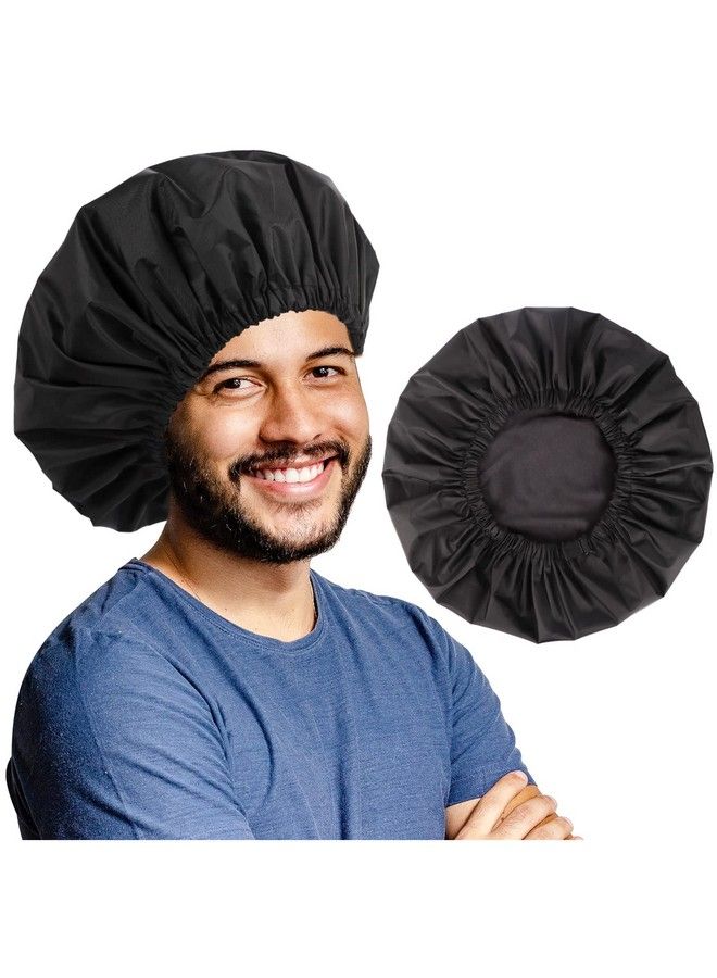 Himoswis Adjustable Large Shower Cap For Menextra Large Shower Cap For Womenreusable Shower Cap For Long Hairhair Cap For Showerblack  - Image 1