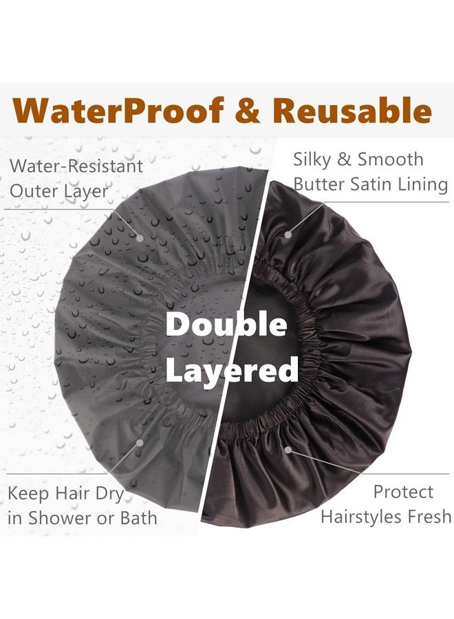 Himoswis Adjustable Large Shower Cap For Menextra Large Shower Cap For Womenreusable Shower Cap For Long Hairhair Cap For Showerblack  - Image 3