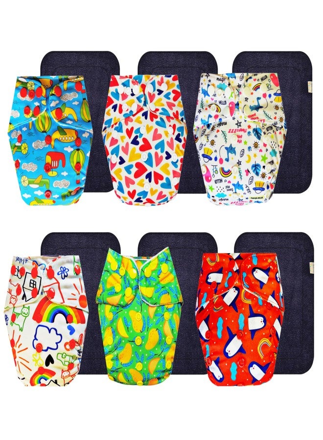حفاضات دمبلدو القماشية الممتازة مع حشوة سوداء (عبوة من 6 قطع) | ناعمة ولطيفة | مانعة للتسرب | مناسبة للسفر | للاستخدام طوال اليوم | من 3 أشهر إلى 3 سنوات | للجنسين - Image 1