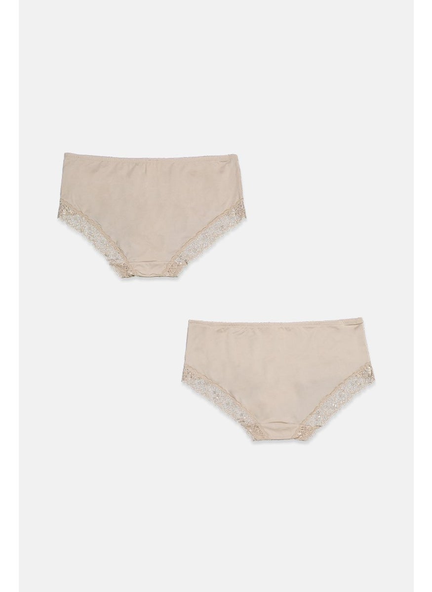 Tchibo Women 2 Pack Lace Solid Panties, Off White  - Image 2