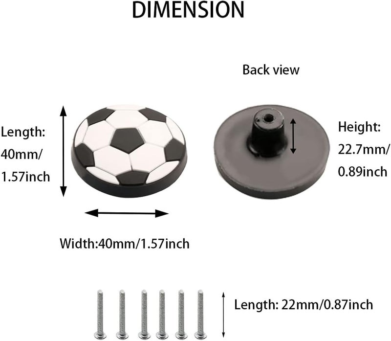 Skyscraper Soft Rubber Cartoon Shape Knobs for Kids Girls Boys Cabinet Handle pulls Drawer Knobs for Kids Room Cabinets Closets Toy Organizer Box Bookcase 6pcs/Set (Football) - Image 2
