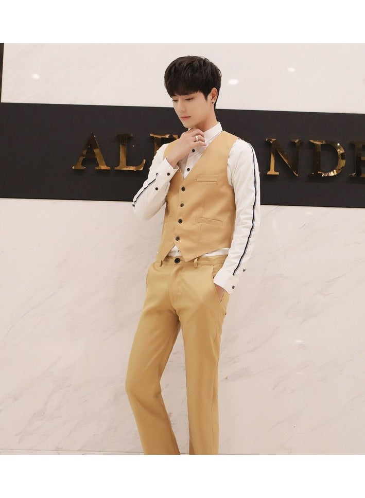 KUYING New Men's British Fashion Slim Fit Suit Vest 