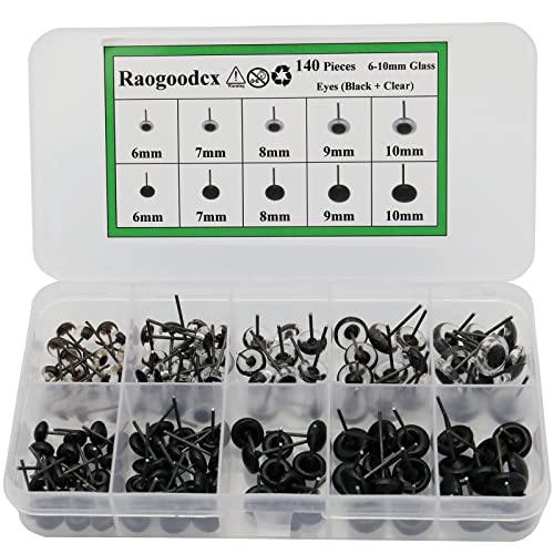 Raogoodcx 140Pcs Needle Felting Eyes 610mm mini Glass Black with Clear Eyes Kits for Teddy Puppets Dolls Wool Felting Crafts - Image 1