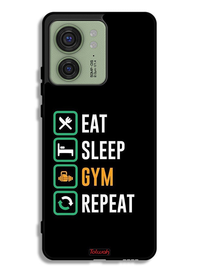 Tolwak Motorola Edge 40 Protective Case Cover Eat Sleep Gym Repeat - Image 1
