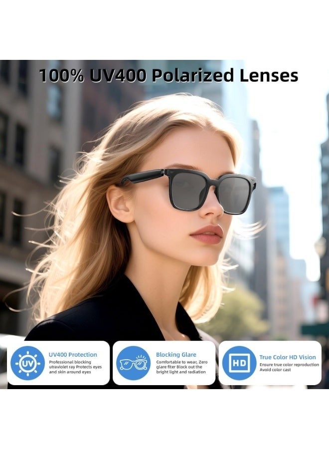 هيونداي نظارات شمسية بلوتوث مع الذكاء الاصطناعي، نظارات شمسية مستقطبة مع مكبر صوت بلوتوث، رياضية، خارجية، حماية من الأشعة فوق البنفسجية الرياضية والتحكم الصوتي، نظارات وسماعات ترجمة ذكية بالذكاء الاصطناعي، ترجمة بـ 144 لغة، دردشة الذكاء الاصطناعي، موسيقى، مساعد عبر بلوتوث 5.4 - أسود - Image 4