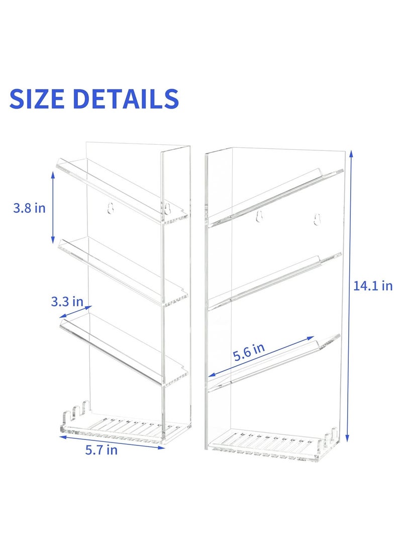 Acrylic Bathroom Shower Caddy Organizer, Clear Wall-Mounted Shampoo Holder with Suction Cup, Rustproof, Sturdy and Durable, Featuring Combination Shelf, Sloping Shelf Design, and Fast Drainage