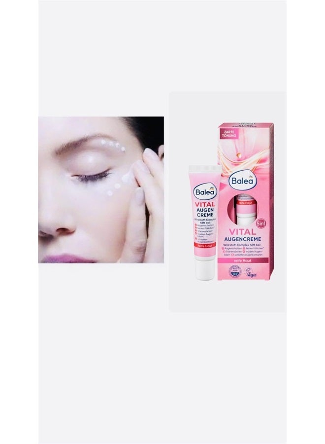 balea VITAL Anti-Fatigue Eye-Cream 5in1 - Helps Reduces Lines, Wrinkles, Puffiness & Shadows (15ml) - For Mature Skin Ages 40 to 60+ (Not tested on Animals). - Image 5