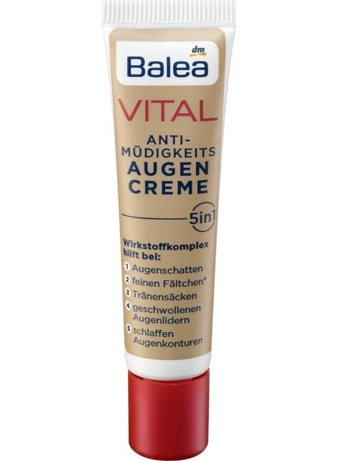 balea VITAL Anti-Fatigue Eye-Cream 5in1 - Helps Reduces Lines, Wrinkles, Puffiness & Shadows (15ml) - For Mature Skin Ages 40 to 60+ (Not tested on Animals). - Image 3