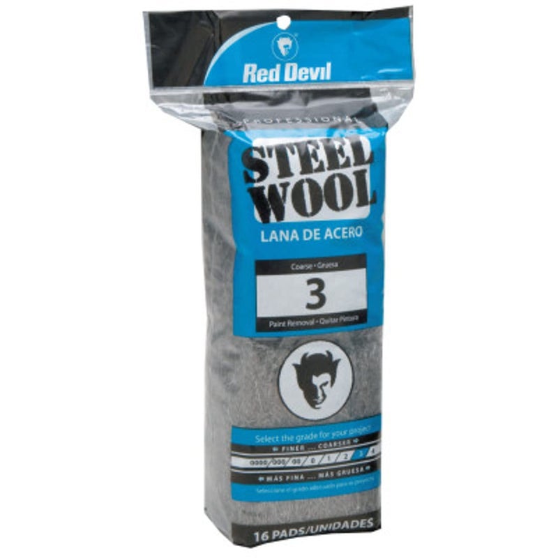 Red Devil 0316 Steel Wool 3 Coarse Pack of 16