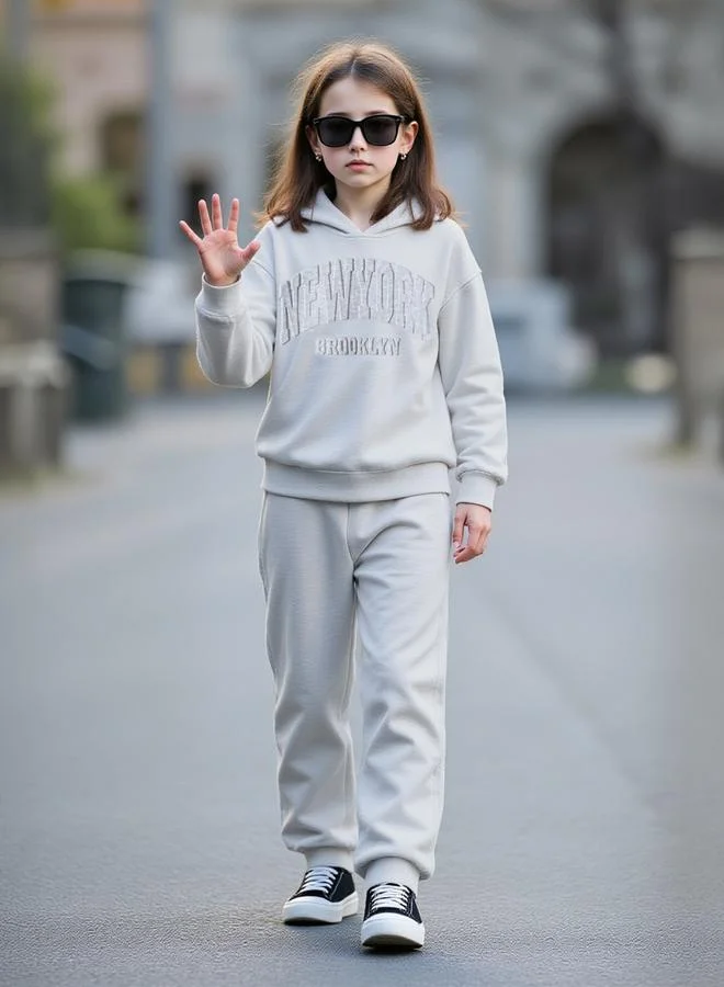 Take Two Printed Hoodie with Elastic Waist Jogger Set