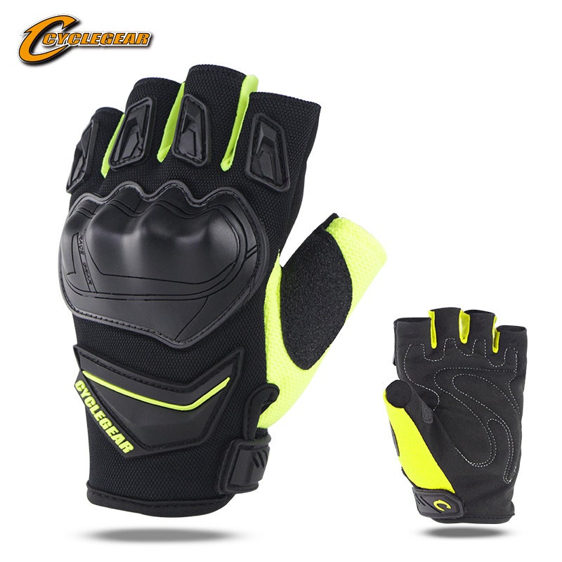 Generic Motorcycle Racing Gloves, Full Finger, Breathable Green-Short Finger
