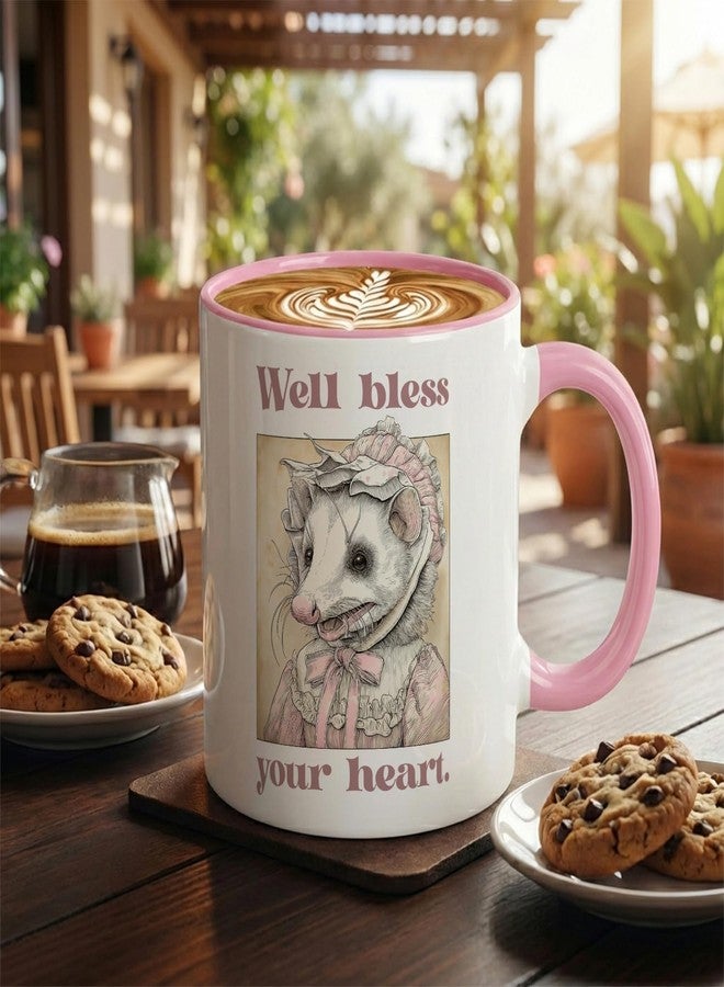 MQPPKJ Bless Your Heart Ceramic Mug. Opossum Lover Gift, Country Possum Cute Novelty Coffee Mugs, Funny Gifts for Coworker, Friends, Boss, Retirement, Birthday, Christmas, Mother's Day, Graduation,Office - Image 2