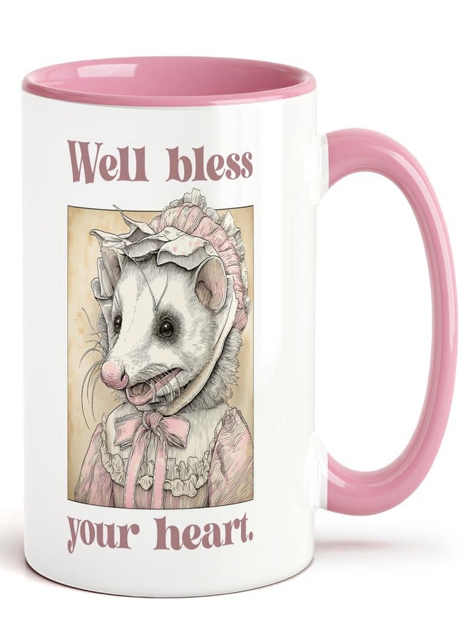 MQPPKJ Bless Your Heart Ceramic Mug. Opossum Lover Gift, Country Possum Cute Novelty Coffee Mugs, Funny Gifts for Coworker, Friends, Boss, Retirement, Birthday, Christmas, Mother's Day, Graduation,Office - Image 1