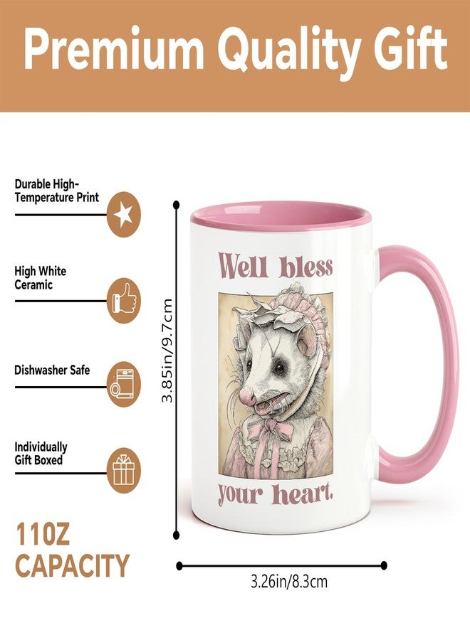 MQPPKJ Bless Your Heart Ceramic Mug. Opossum Lover Gift, Country Possum Cute Novelty Coffee Mugs, Funny Gifts for Coworker, Friends, Boss, Retirement, Birthday, Christmas, Mother's Day, Graduation,Office - Image 3