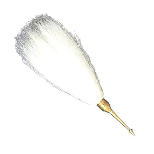 MAYAPURI Chawar for Puja Original or Chanwara/Chaur/Chavar Sahib in Metal Body/Sacred Fly Whisk, Brass Handle Length; 6 inches and Hair Length; 12 inches (Pack of 1) - Image 1