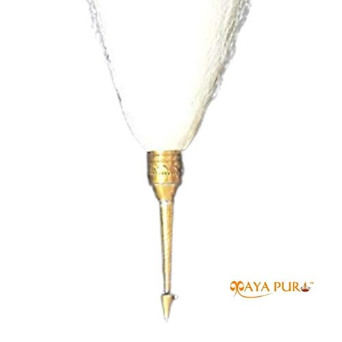 MAYAPURI Chawar for Puja Original or Chanwara/Chaur/Chavar Sahib in Metal Body/Sacred Fly Whisk, Brass Handle Length; 6 inches and Hair Length; 12 inches (Pack of 1) - Image 4