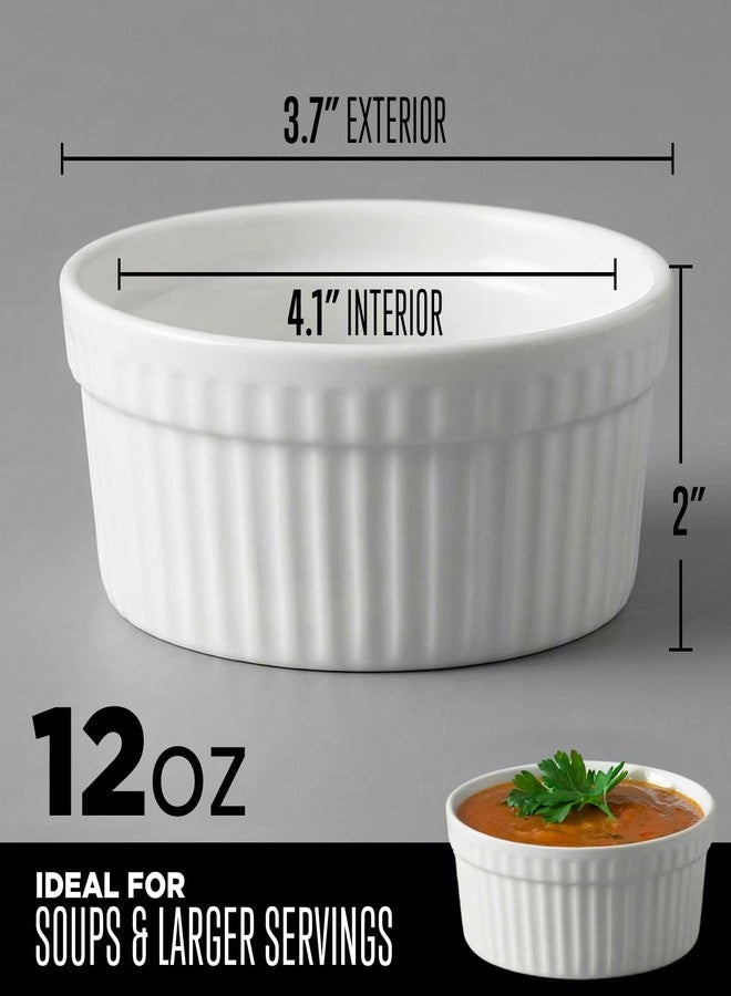 Furmaware Set of 6 Oven Safe Ramekins, Porcelain Souffle Dishes for Oven, Custard Cups for Salsa, Baking, Dessert & More (12 oz) - Image 2