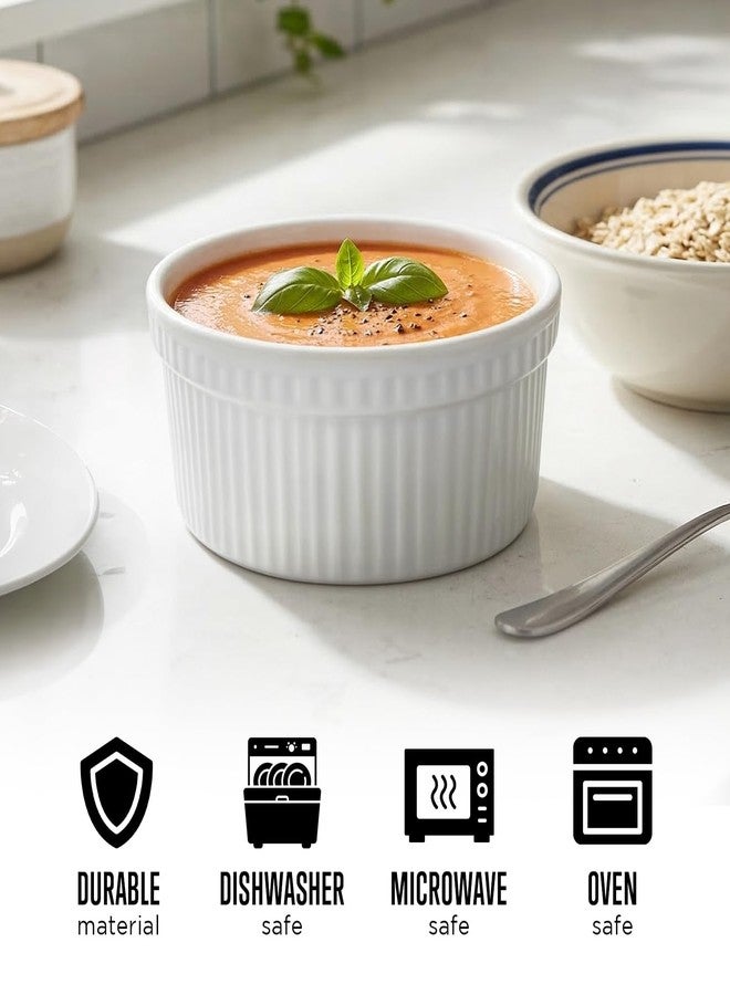 Furmaware Set of 6 Oven Safe Ramekins, Porcelain Souffle Dishes for Oven, Custard Cups for Salsa, Baking, Dessert & More (12 oz) - Image 3