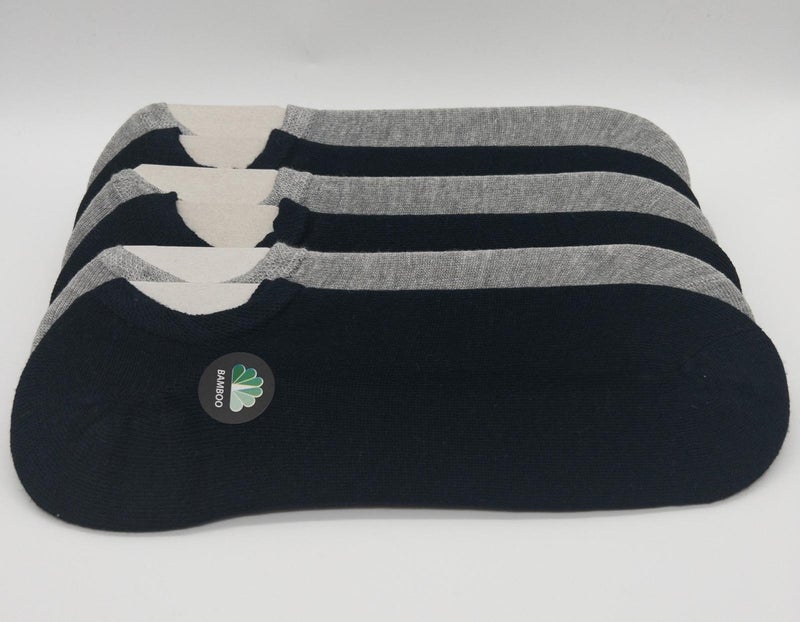 Ciho Socks Premium Bamboo 6 Pairs Gray-Navy Blue Seamless Invisible Sneaker Socks  - Image 1