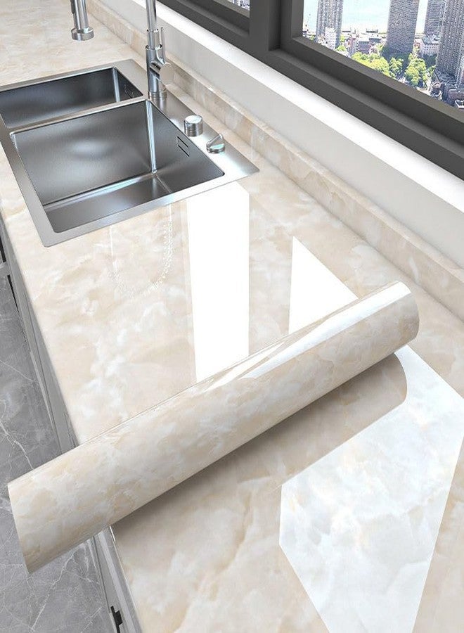 Yancorp 16"x120" Cream White Contact Paper Removable Wallpaper Peel and Stick Countertops Waterproof Marble Wallpaper Self-Adhesive Peel and Stick Backsplash for Cabinets Kitchen - Image 2