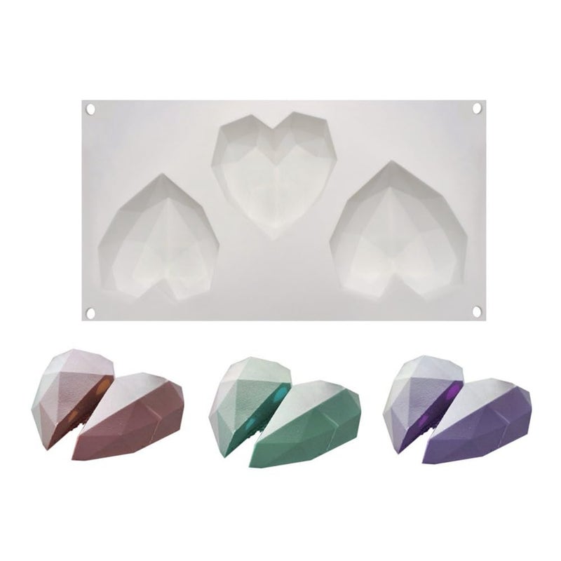 mostsom Diamond Heart Silicone Chocolate Mold DIY Cake Accessories Molds Kitchen Ice Cubes Biscuit Pastry Manual Baking Mould (Lover Heart J_11.76 X6.88 X1.2 inch) - Image 2
