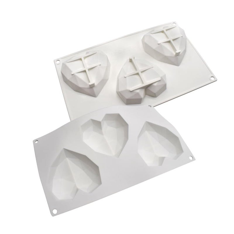 mostsom Diamond Heart Silicone Chocolate Mold DIY Cake Accessories Molds Kitchen Ice Cubes Biscuit Pastry Manual Baking Mould (Lover Heart J_11.76 X6.88 X1.2 inch) - Image 4