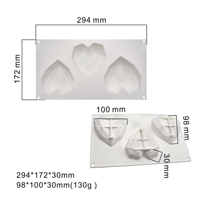 mostsom Diamond Heart Silicone Chocolate Mold DIY Cake Accessories Molds Kitchen Ice Cubes Biscuit Pastry Manual Baking Mould (Lover Heart J_11.76 X6.88 X1.2 inch) - Image 3