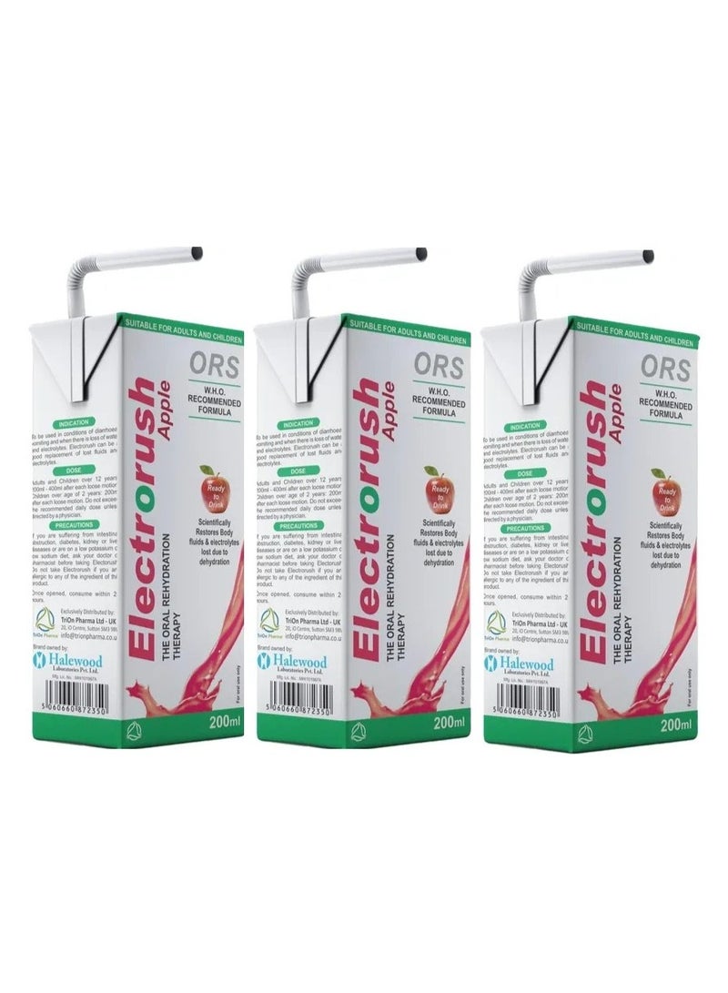 O.R.S ORS Electrorush Apple 200ml (Pack of 3) – Ready-to-Drink Electrolyte Hydration - Image 2