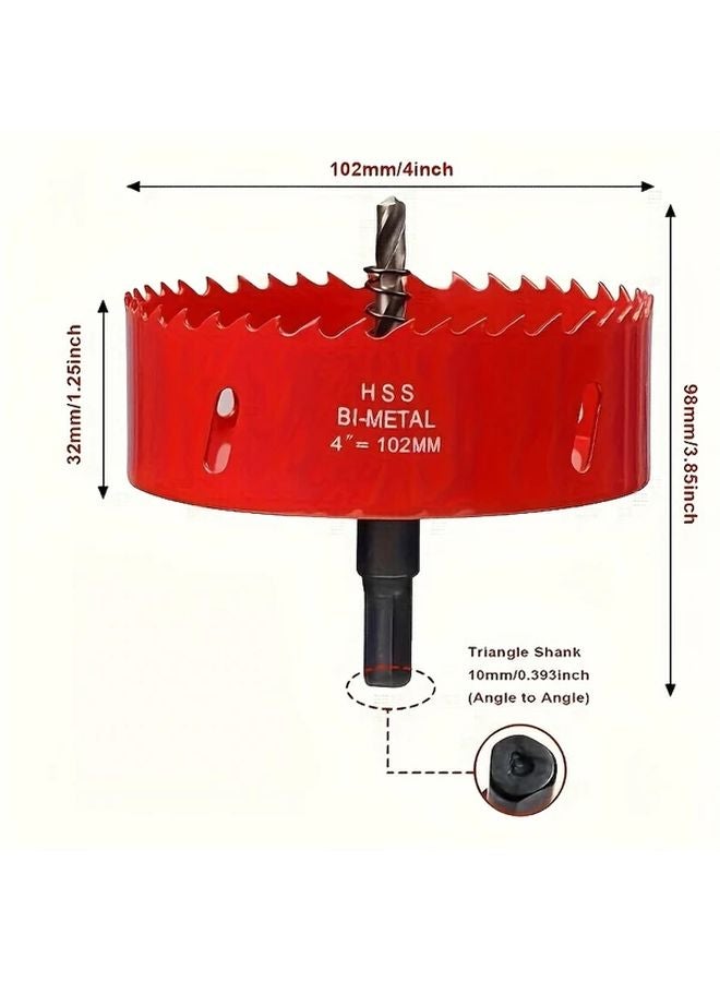 100mm Red Dual Metal Hole Saw With Guide Drill Bit For Soft Metals Plastics Wood Fiberboard - Image 4