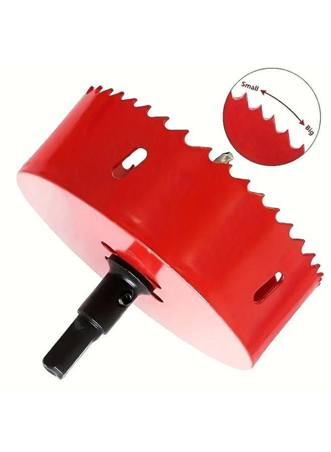 100mm Red Dual Metal Hole Saw With Guide Drill Bit For Soft Metals Plastics Wood Fiberboard - Image 2