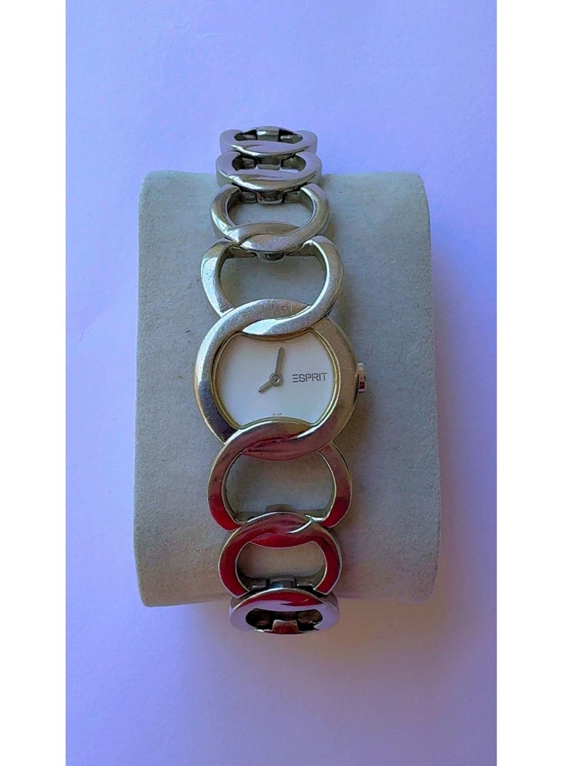 Esprit Women’s Analog Quartz Watch - Silver Chain Link Bracelet, White Dial | Pre-Owned - Image 1