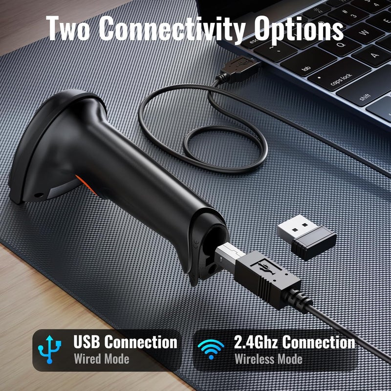 Tera 1D 2D QR Barcode Scanner Wireless and Wired with Battery Level Indicator Digital Printed Bar Code Reader Cordless Handheld Barcode Scanner Compact Plug and Play Model D5100 - Image 3