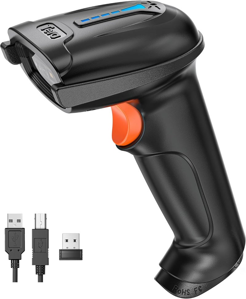 Tera 1D 2D QR Barcode Scanner Wireless and Wired with Battery Level Indicator Digital Printed Bar Code Reader Cordless Handheld Barcode Scanner Compact Plug and Play Model D5100 - Image 1