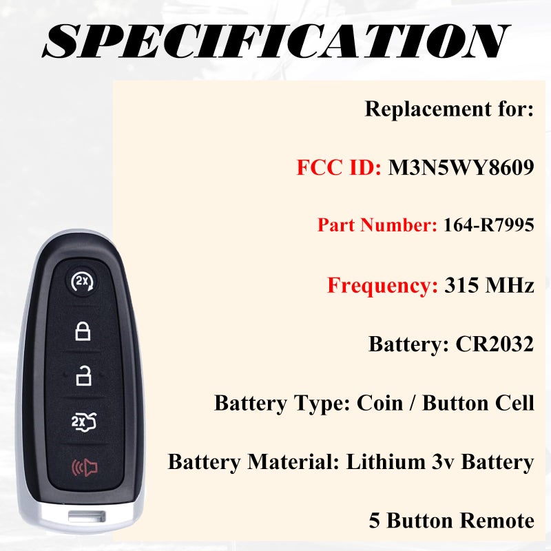 SUPALAND Key Fob Replacement Fits for Ford Focus Escape 2017-2019 Escape Titanium Focus SE and Titanium 2013-2016 C-Max Energi 2013-2017 Focus BEV 15-17 Smart Keyless Entry Remote Start Control - Image 5