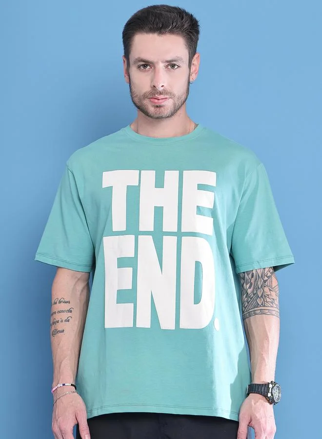 Take Two Men Green Graphic Print Oversized T-Shirt By Door74