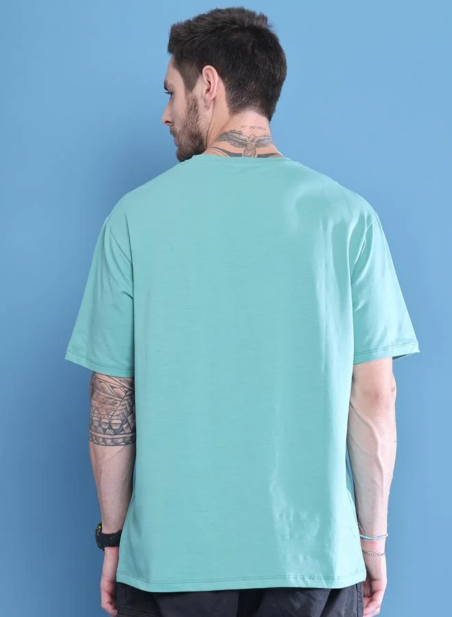 Take Two Men Green Graphic Print Oversized T-Shirt By Door74