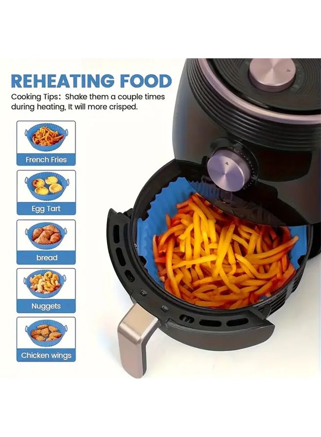 Blue 7pcs Silicone Air Fryer Liners Set With Cake Mold Non Stick Heat Resistant - Image 4