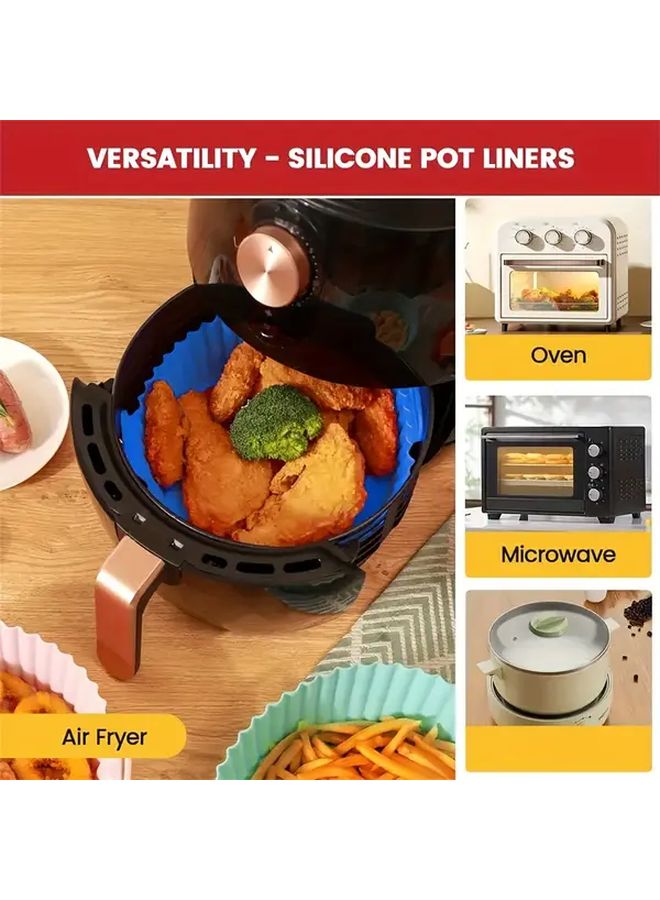 Blue 7pcs Silicone Air Fryer Liners Set With Cake Mold Non Stick Heat Resistant - Image 5