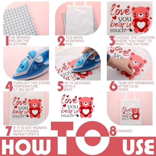 TaoBary 24 Sheets Valentines Heat Transfer Patches Washable Valentine‘s Day Iron on Stickers Heart Lip Cupid Decals Iron on Transfers for Men Women Couple DIY Shirt Jeans Bag Pillow Hoodies Clothing - Image 3